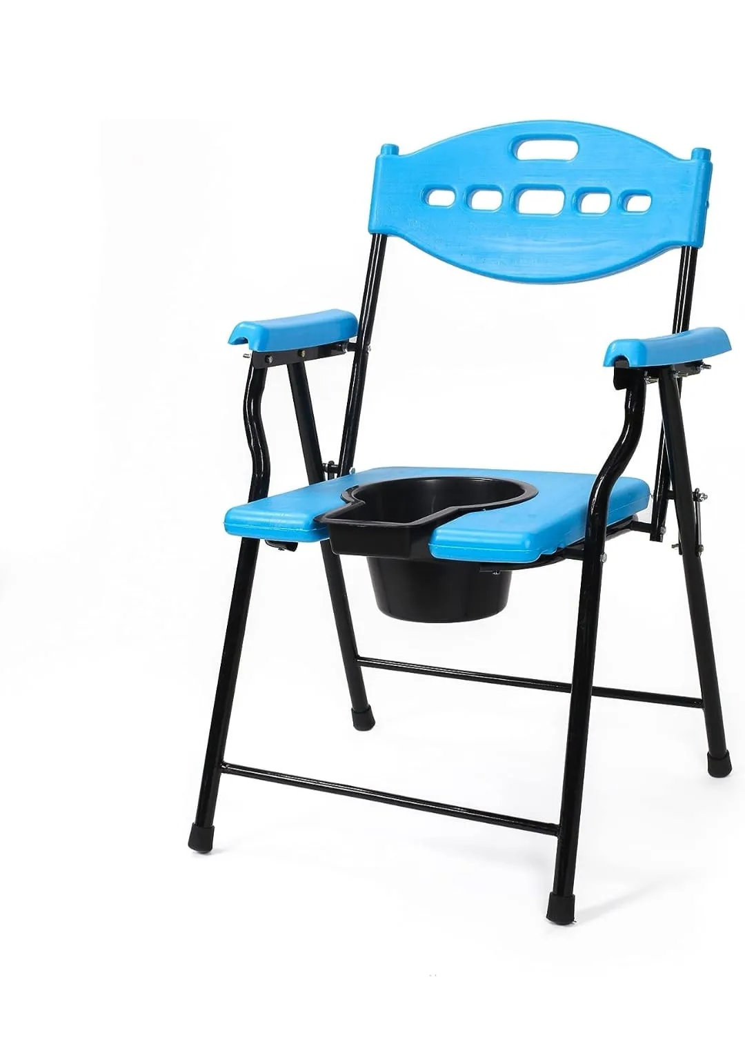 Deluxe Foldable Bedside Commode Chair with Padded Armrests