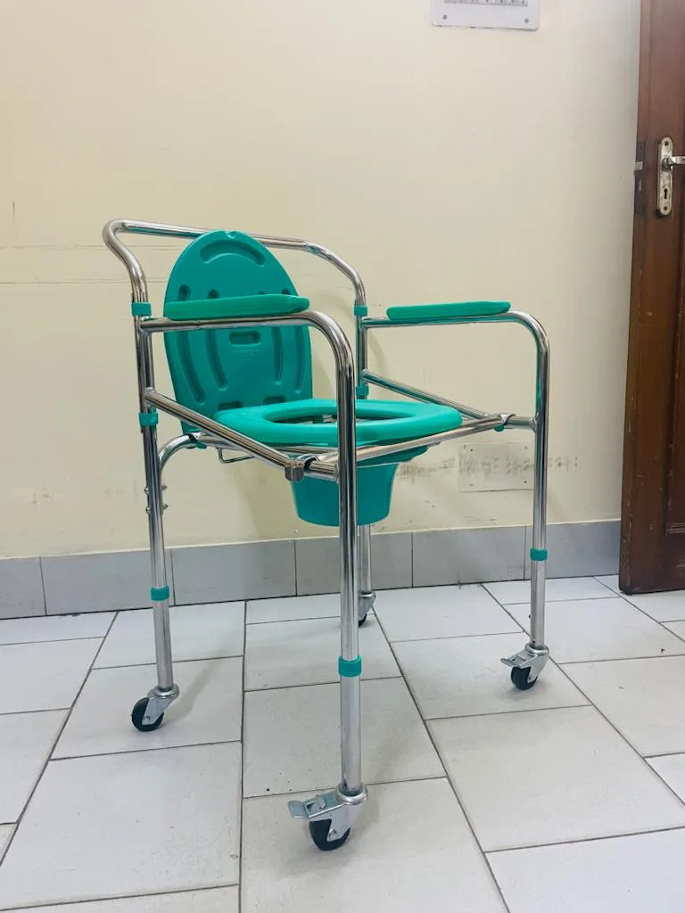 Deluxe Foldable Bedside Commode Chair with Padded Armrests